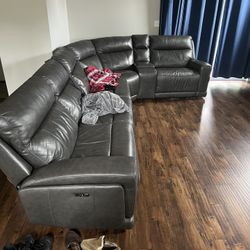 Electric Reclining Sectional With storage Faux Leather