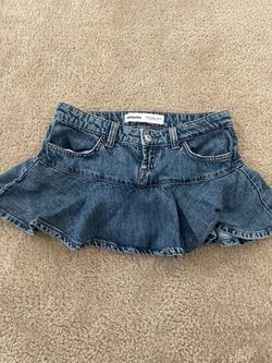 Bershka Denim Mini Skirt with Ruffle Hem