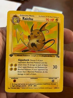 Raichu 29/62 Fossil 1st Edition Rare 1999 HP Pokémon TCG WOTC vintage played