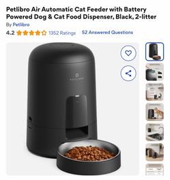 Petlibro Air Automatic Pet Feeder, Black 2L