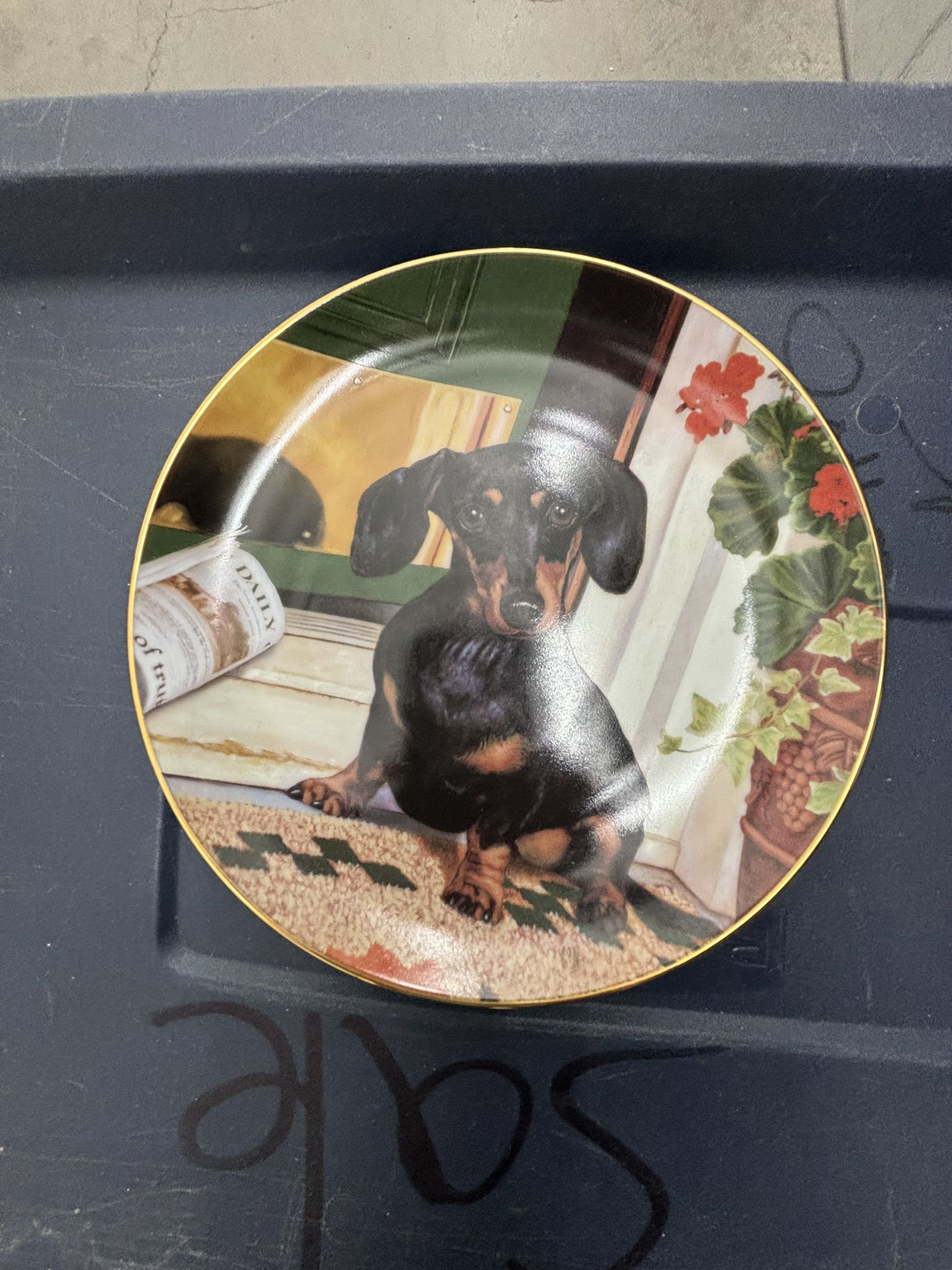 Danbury Mint; Art By Christopher Nick; Limited Edition Dachshunds China Plate “Welcome Home “ 