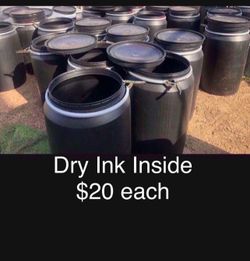 Plastic Barrels 55 gallons ( Dry Ink ) Shipping or Storage or Recycling (not recommended for animal food) $20