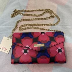 New Trina Turk Floral Clutch Bag Small Crossbody Purse Wallet On Chain