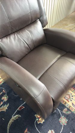 Gray Leather Power Recliner Chair