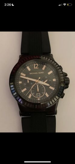 MICHAEL KORS DYLAN,BLACK TONE, SILICONE BAND,CRYSTAL,CHRONO  display picture 2