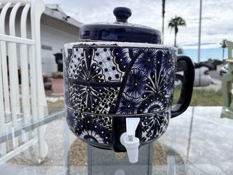 Talavera Ceramic Beverage Dispenser with Lid