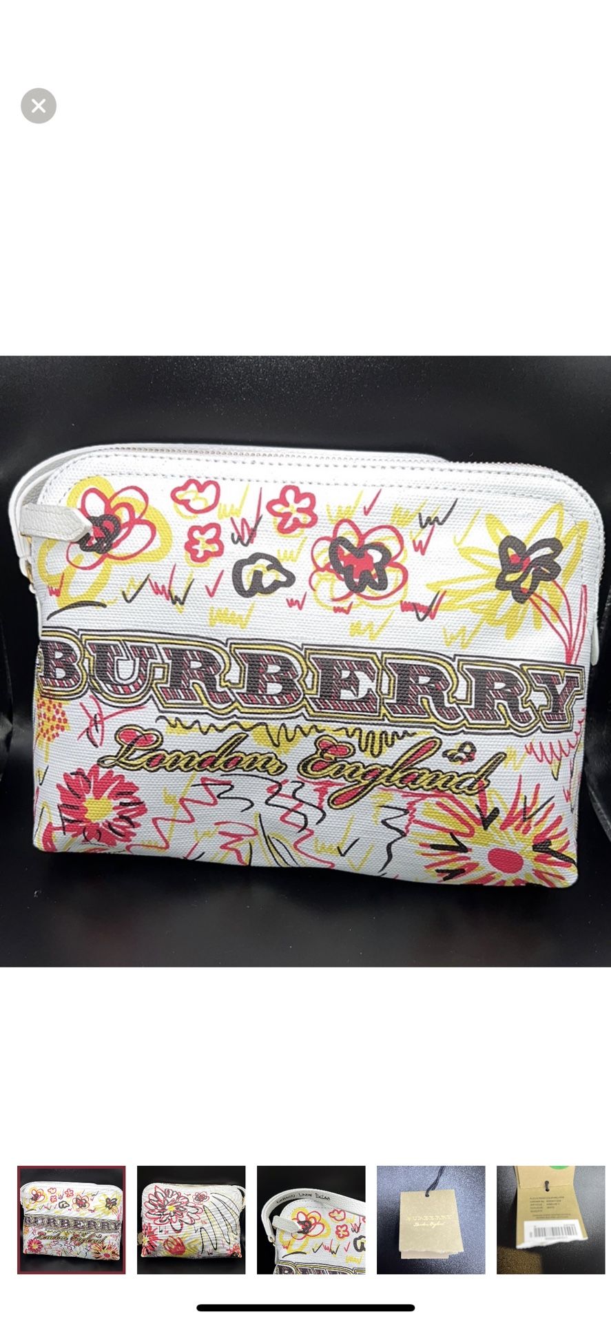 Women's Large Zip top Doodle Print Coated Canvas Pouch White Wallet