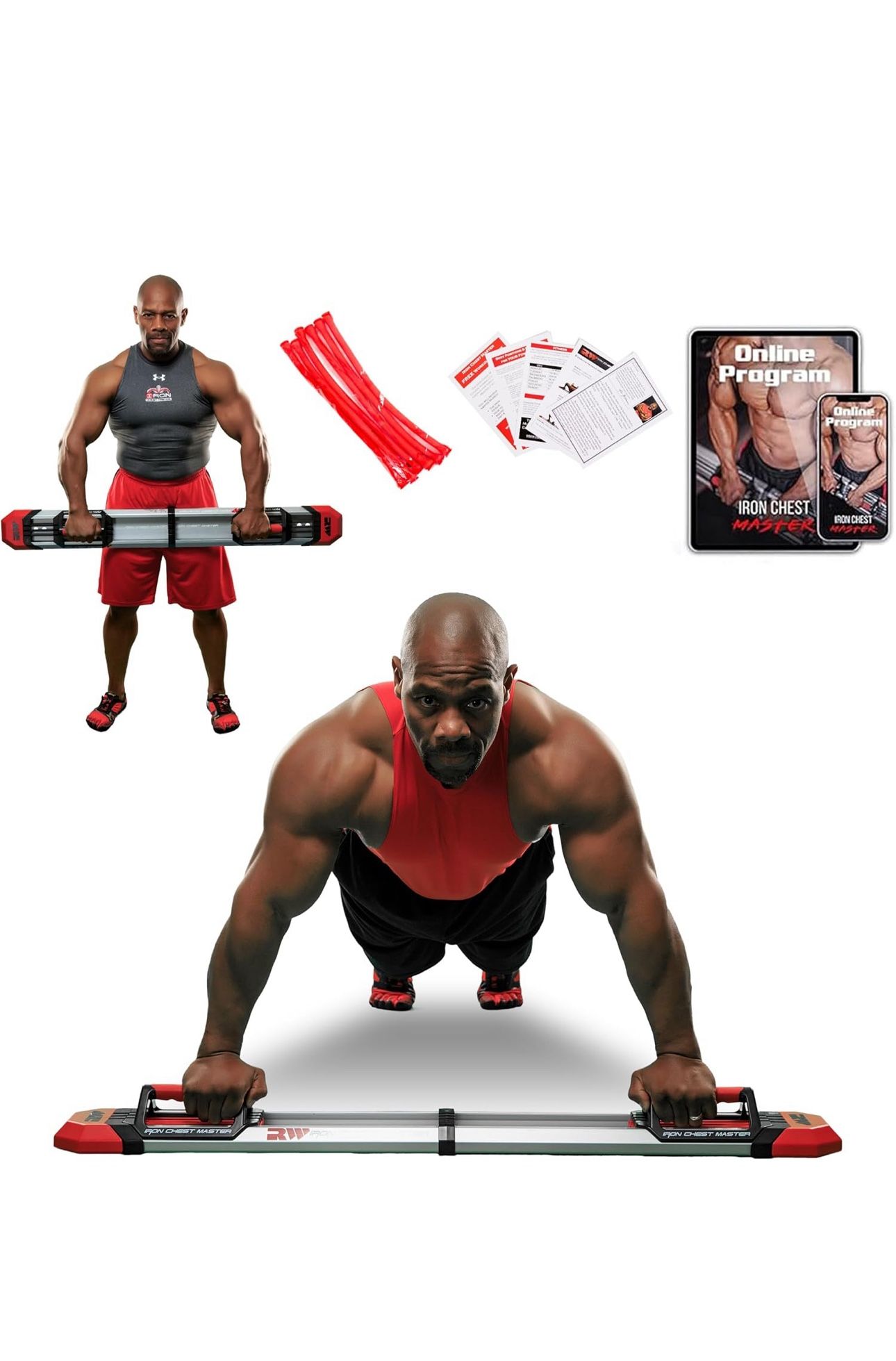 IRON CHEST MASTER Push Up Machine | Home Fitness Equipment for Chest Workouts | Home Gym Equipment Includes Adjustable Resistance Bands and a Unique F