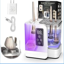 New-5-in-1 Electric Makeup Brush Cleaner & Dryer Machine- Portable Automatic USB Cosmetic Brushes Cleaner Tool with Deep-Clean Silicone Brush for All 