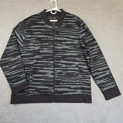 Alfani Mens Abstract-Print Bomber Jacket Gray Black XXL