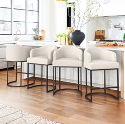 4X Ivory 27” faux leather barstools