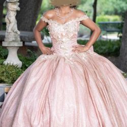 Hermozo Vestide Rose Gold Con Sus Crinolinas