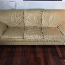 Yellow leather sofa