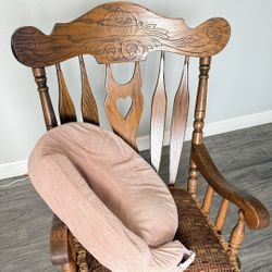 Antique Solid Oak Sweet Heart Rocking Chair