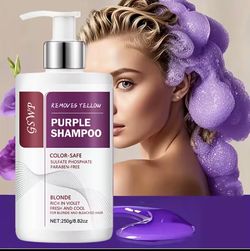 Champú Eliminador de Color Amarillo-Morado GSWP, Limpia Profundamente, Hidrata el Cabello, Neutraliza los Tonos Amarillos, Protege el Cabello Teñido 2
