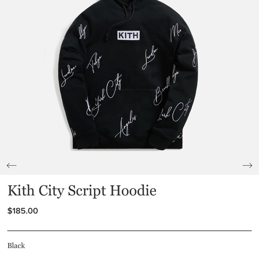 KITH City Script Hoodie - Black L Kith | Other | Mens Kith City 