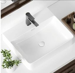 9713: New 20" Ceramic Vessel Sink Rectangular Above Counter Wall Mount Vanity White
Glossy White Porcelain With Overflow Easy-Clean Glaze, Chip & Scra