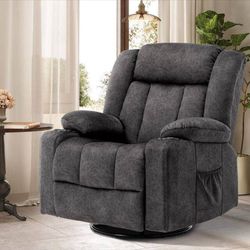 Recliner Chair Massage Rocker 360° Swivel Lazy Boy Recliner Single Sofa Seat, Gray