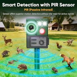 Vsyt 2-Packs Solar Ultrasonic Animal Repellent, Cat Repellent Outdoor, Squirrel Repellent, Deer Repellent Devices, Dog, Raccoon, Skunk, Rabbit, Rodent