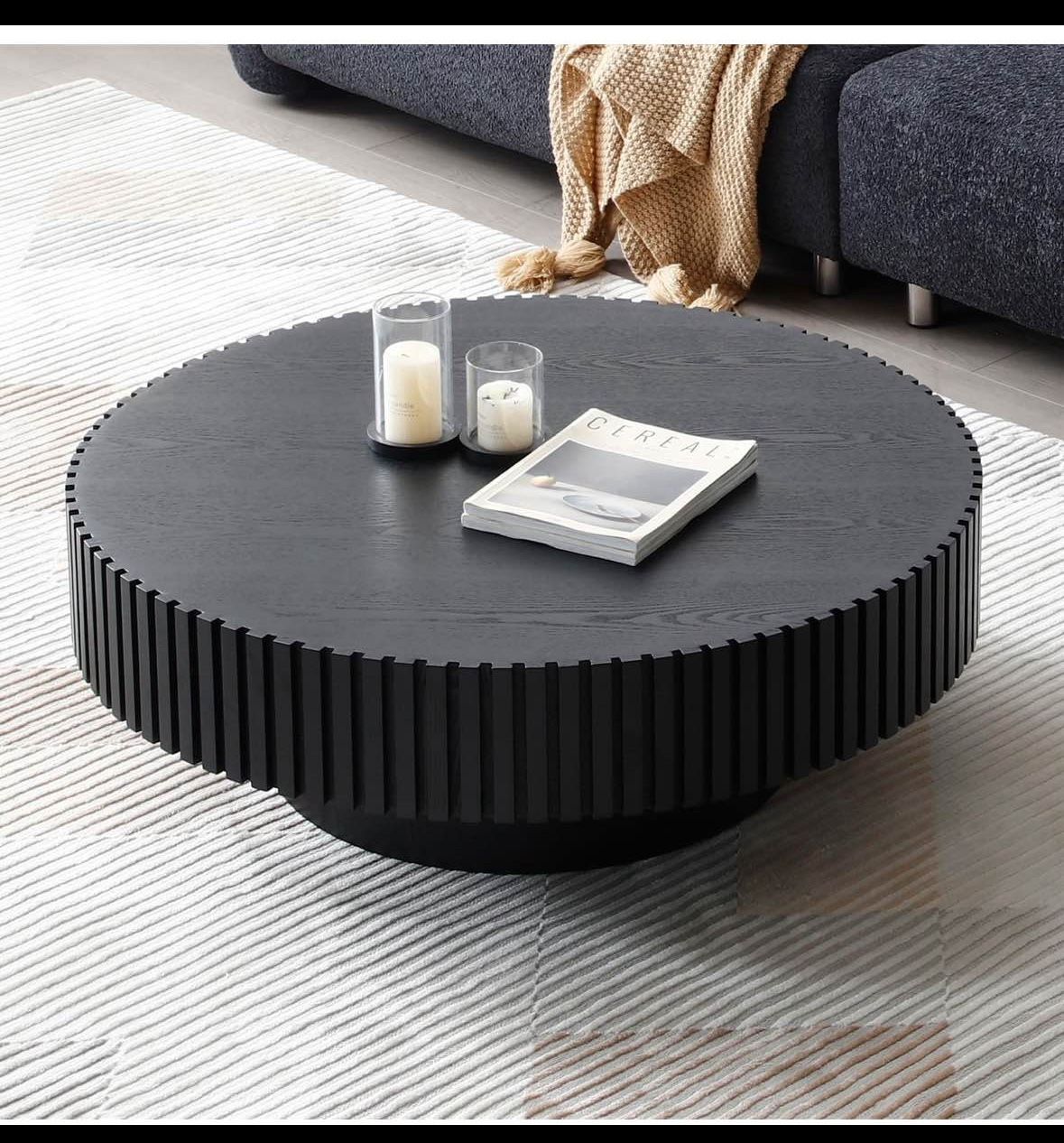 Black Round Wood Coffee Table
