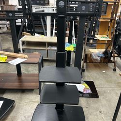 TV Floor Stand for Living Room Bedroom, Tall TV Stands with Sturdy Wood Base for 32 39 40 43 49 50 55 60 65 70 Inch TVs