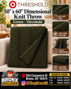 Threshold Dimensional Knit Throw Blanket Green 50x60