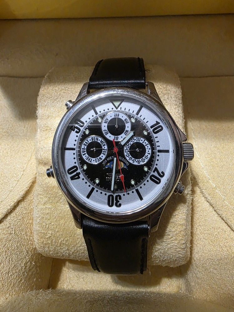 INVICTA 3011 Day Date Month Moonphase Multi-function 44mm Stainless Steel Watch