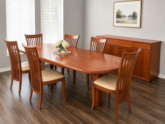 A. Sibau Italian Dining Set – Table, 6 Chairs & Matching Credenza