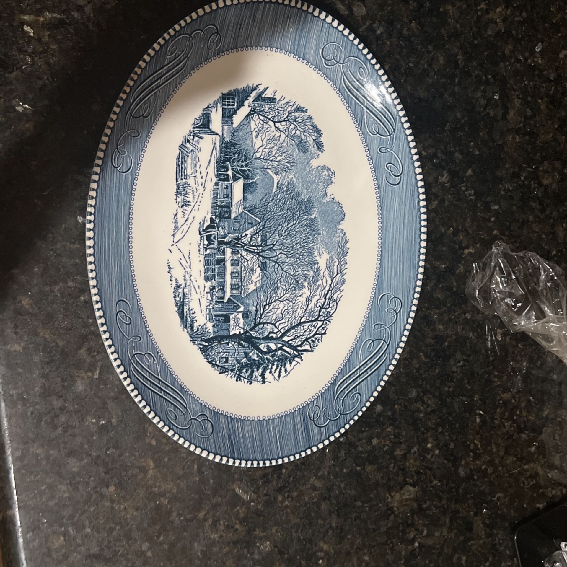 Currier And Ives Oval Platter 