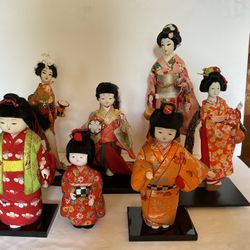 Vintage Japan Kimekomi Girl Dolls Geisha Kimono 