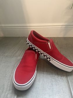 Brand new Vans Asher Checker Side Wall red Canvas Slip on Shoes Size 9.5