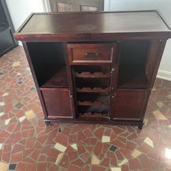 Wooden Bar With Wine Rack And Expandable Top 