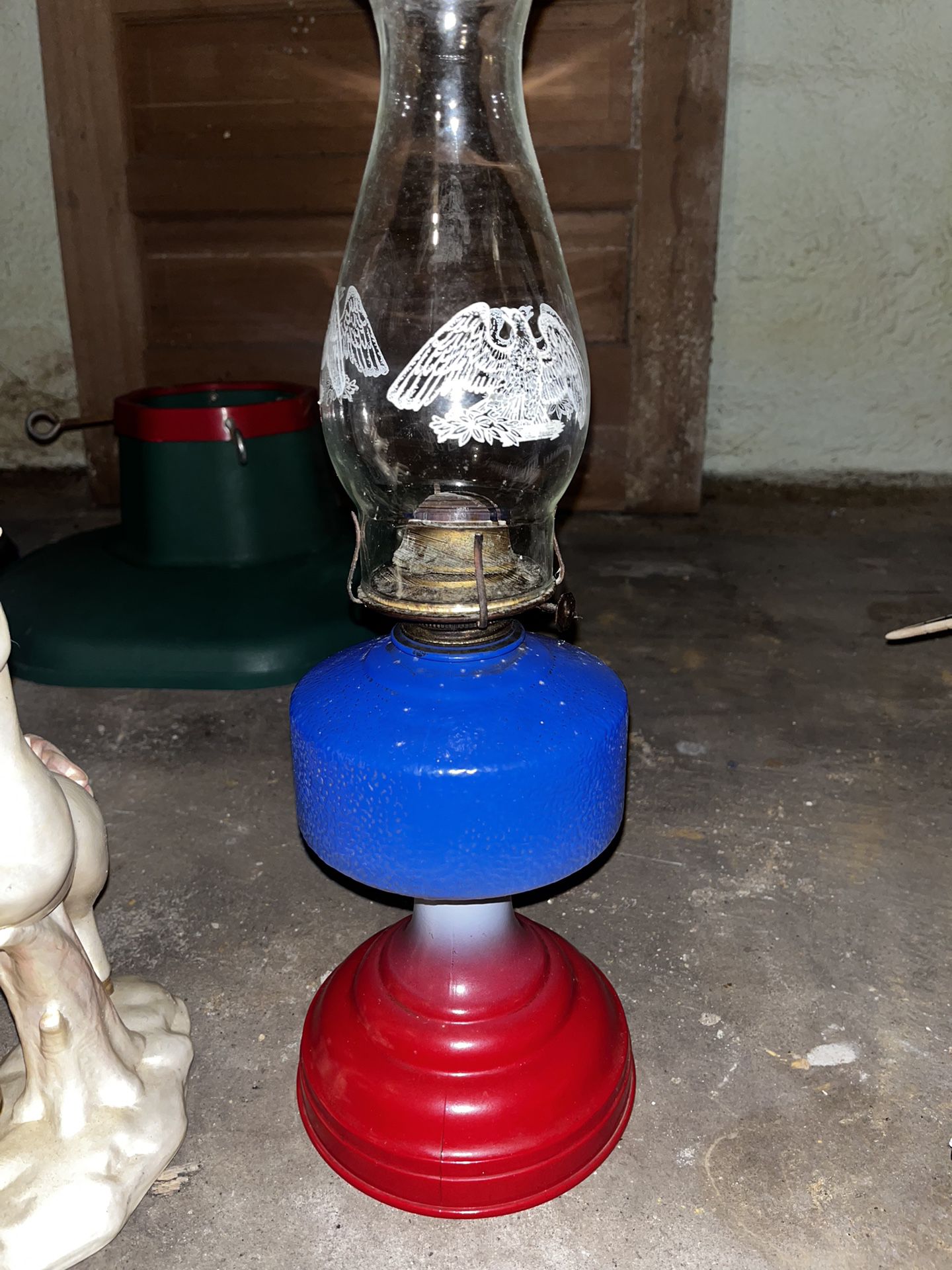Old Glory Oil Lamp Red White N Blue 