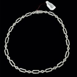 14kt White Gold Chain Style Necklace With 336 Small Round Diamond Chips  29.7 grams 18 “