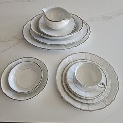 Vintage Silver Sonata by Harmony House Fine China 114 Pieces