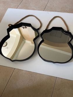 Set of (2) Decorative Wall Mirrors with Rope Hangers