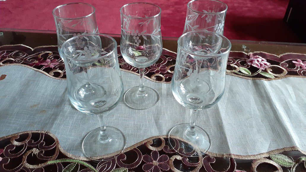 Vintage Arcoroc French etched stemware.