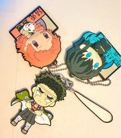 Rare find anime keychains, demon slayer bandai rubber key chains