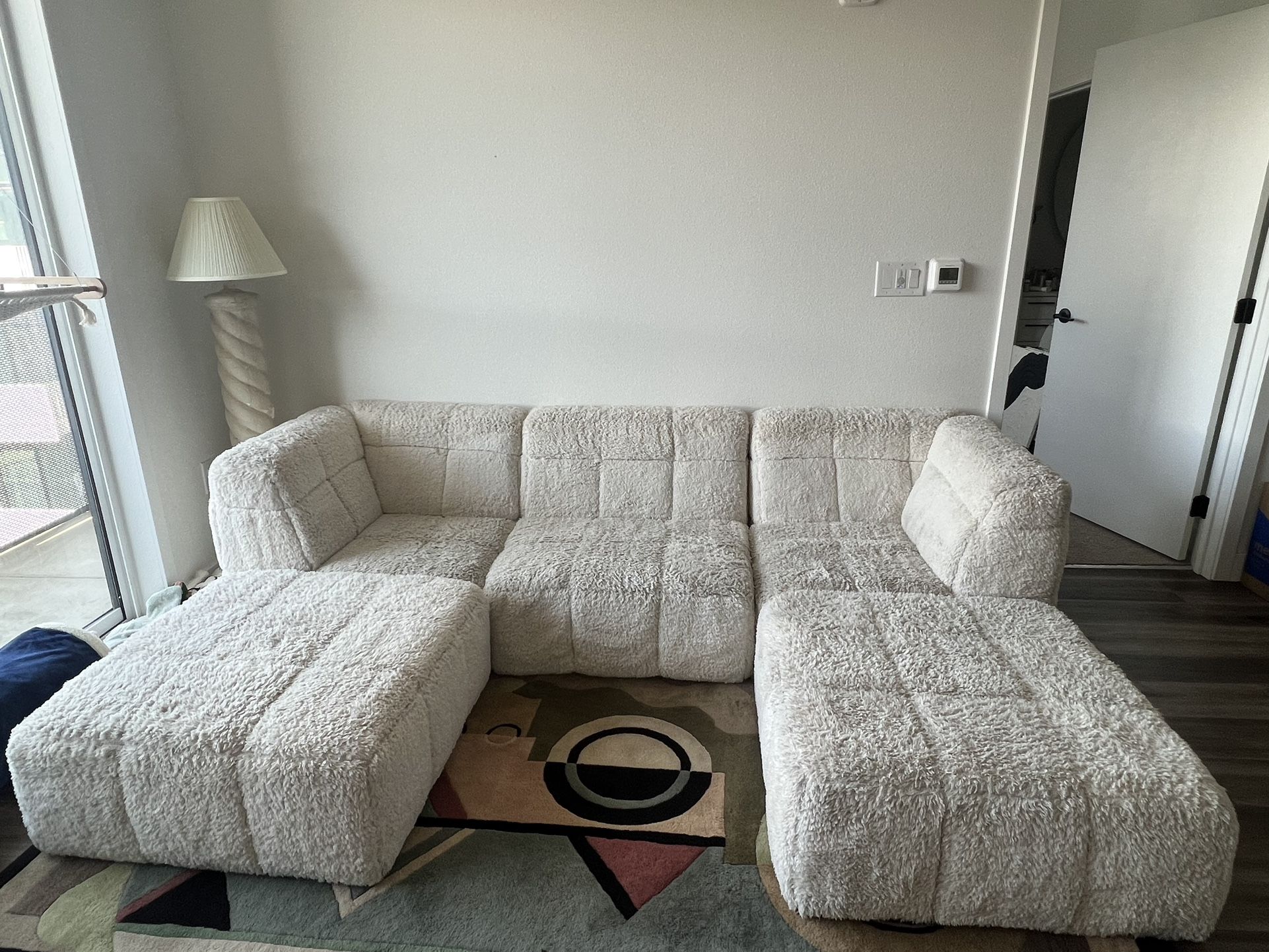 Potterybarn White boucle/sherpa sectional couch