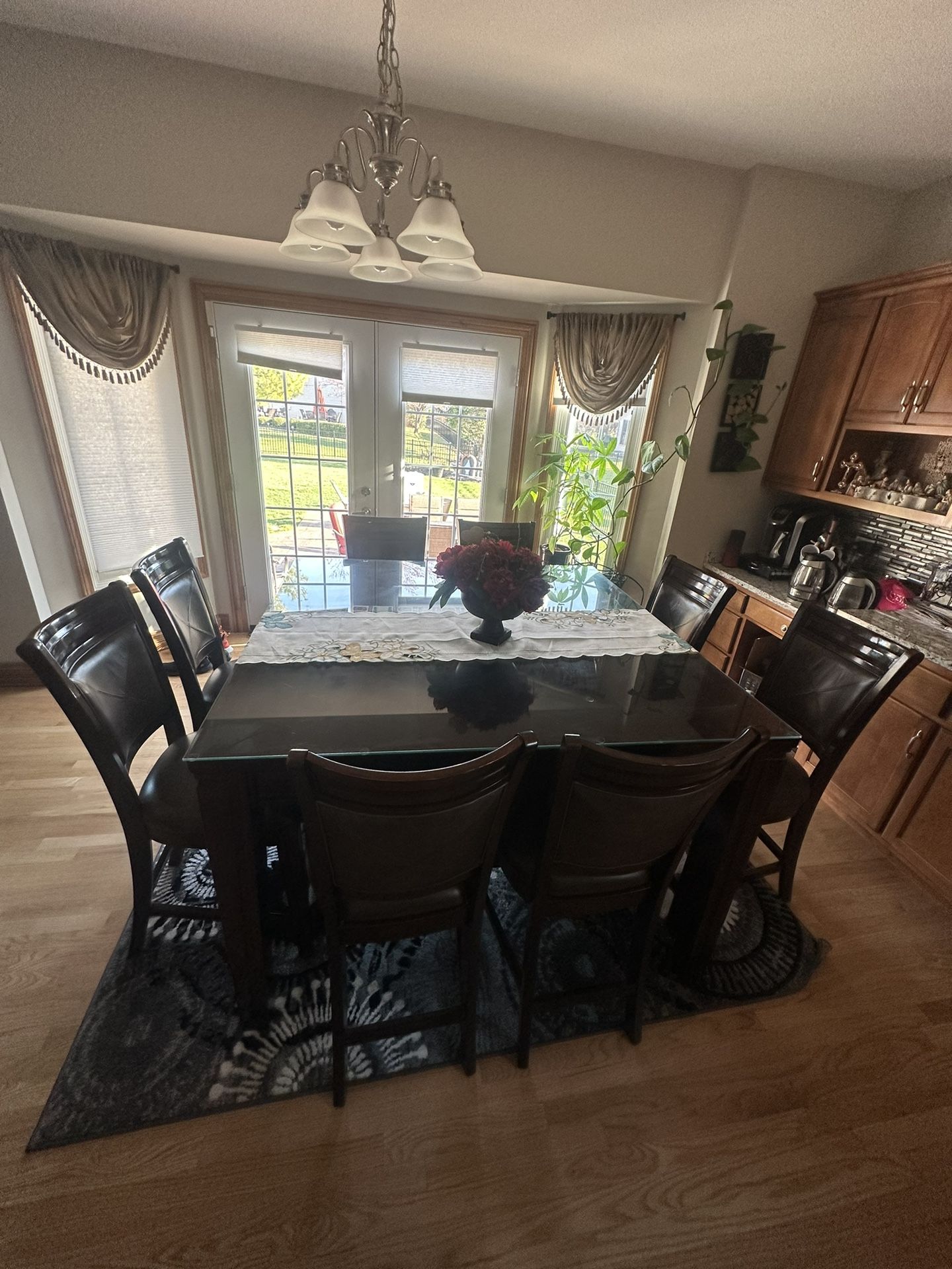 Dining Table With 8 chairs With Custom Glass Tabletop for Sale in South