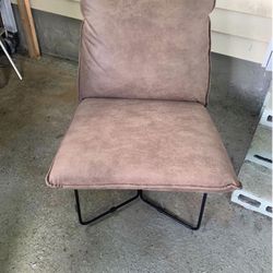 Like New Chenille Chair In Light Brown Color , Use Only For Decoration In Like new Condition 