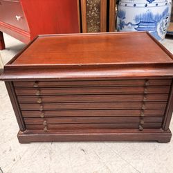 Vintage Wood Drawer Coin Display Box Cabinet 20.5x15x12 Tall