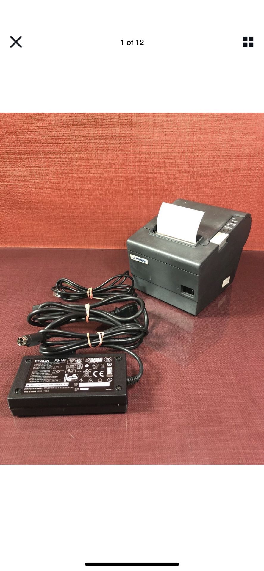 Epson TM-T88V Ethernet S01 E04 Thermal Receipt Printer w/PS180 Power Supply#1954