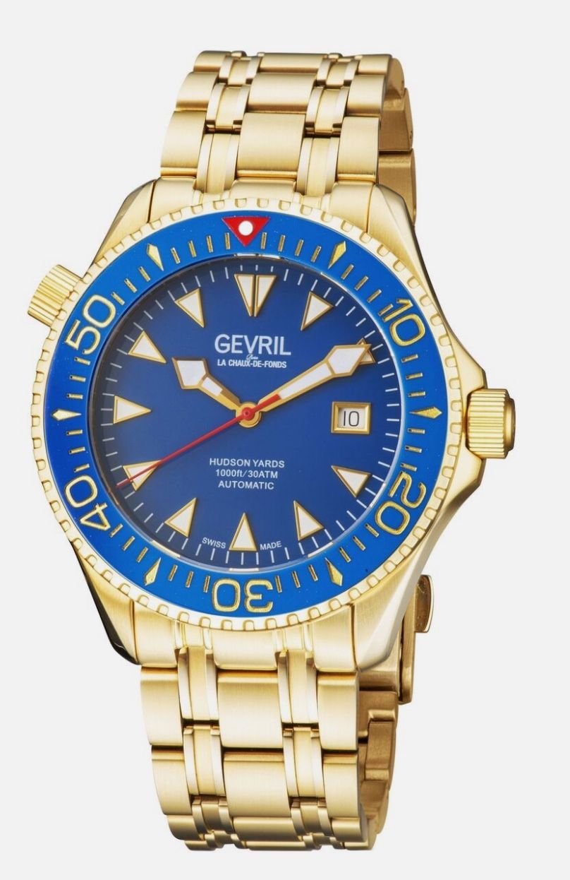 GEVRIL Hudson Yards Automatic Blue Dial Mens gold watch