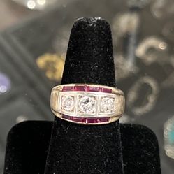14K Gold, Diamond and Ruby Ring 