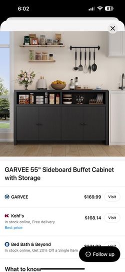 GARVEE 55" Sideboard Buffet Cabinet with Storage