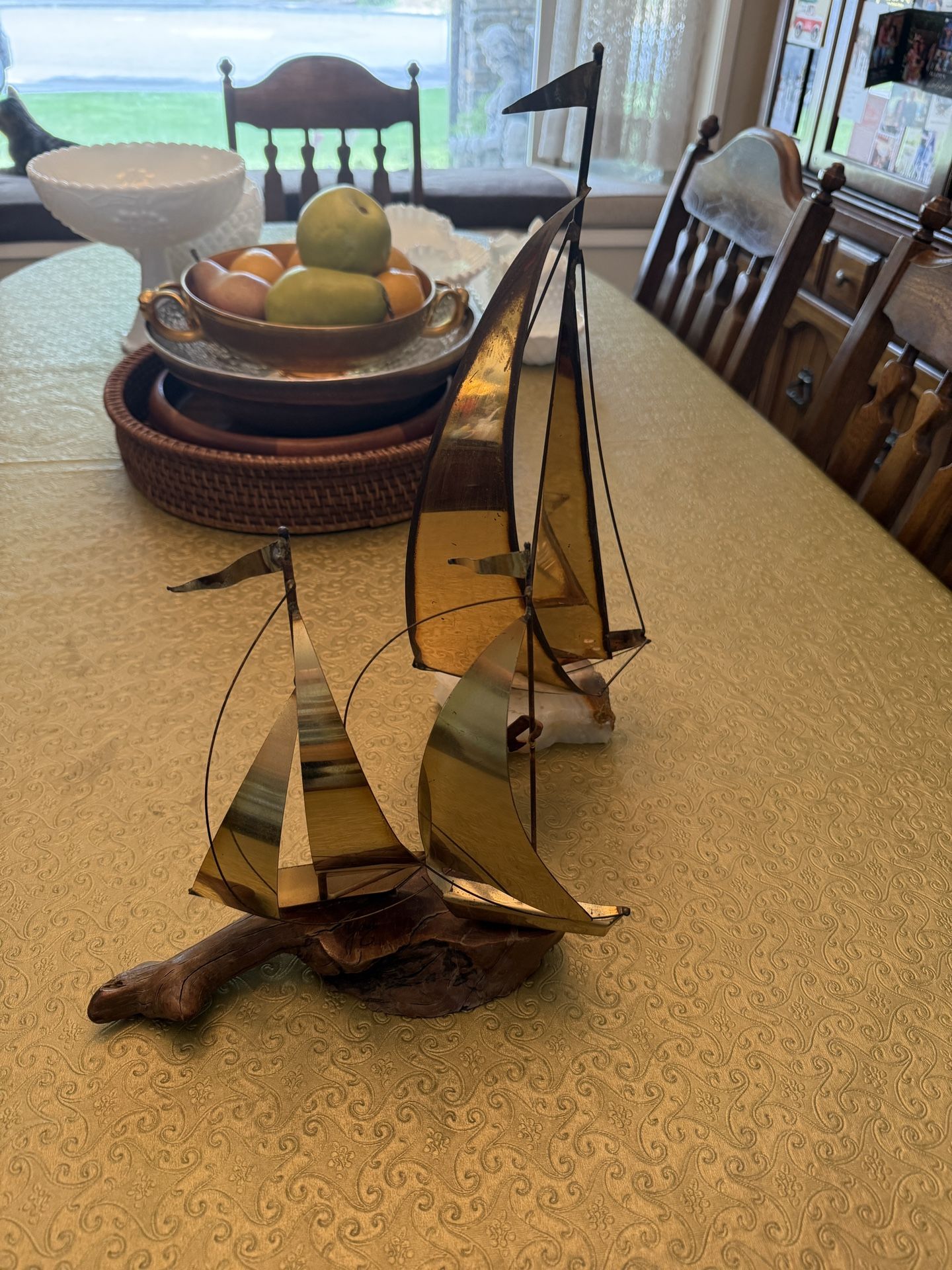 Vintage MCM Brass Mid Century Sailboats