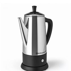 12-Cup Electric Coffee Percolator, Dishwasher Safe Stainless-Steel Filter, Lid & Tube, Keep Warm, 360° Swivel Base Cord-less Serving, Stainless-Steel