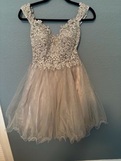 Elegant gray laces/tulle dress
