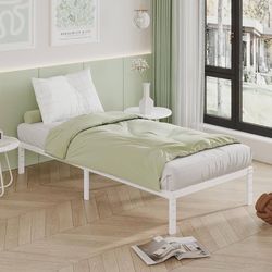 12 Inch Twin Bed Frames, Heavy Duty Metal Twin Platform Bed Frame, No Box Spring Needed, Easy Assembly, Noise-Free, White